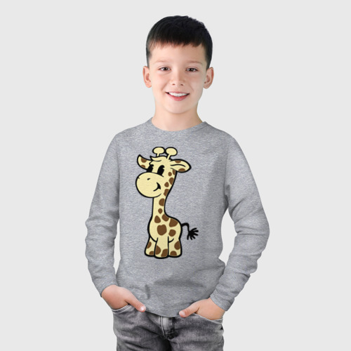 Детский лонгслив хлопок Жираф, цвет меланж - фото 3