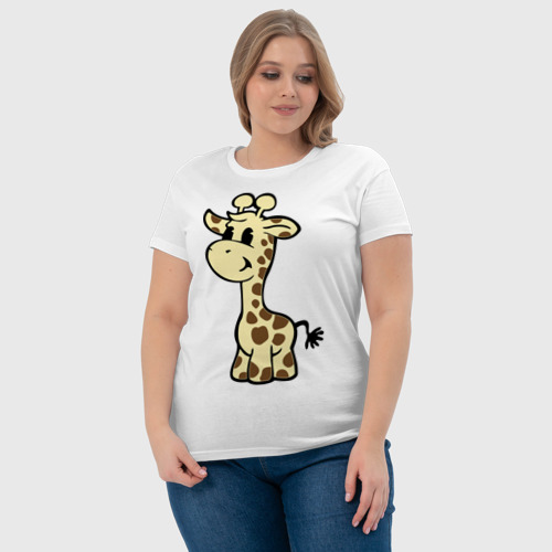 Женская футболка хлопок Жираф, цвет белый - фото 6
