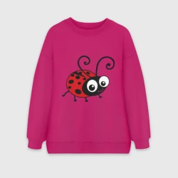 Женский свитшот oversize без начеса хлопок Божья коровка