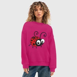 Женский свитшот oversize без начеса хлопок Божья коровка - фото 2