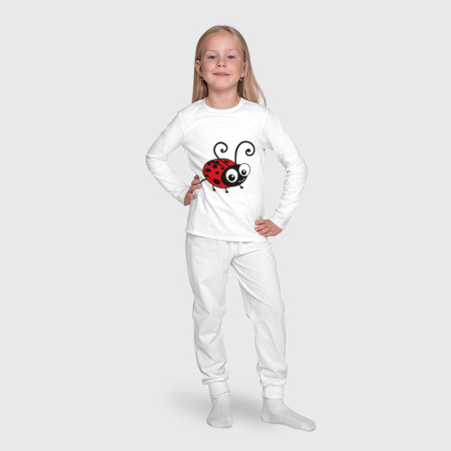 Детская пижама с лонгсливом хлопок Божья коровка, цвет белый - фото 7