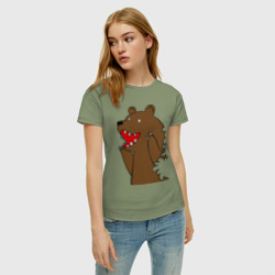 Женская футболка хлопок Медведь цензурный - фото 2