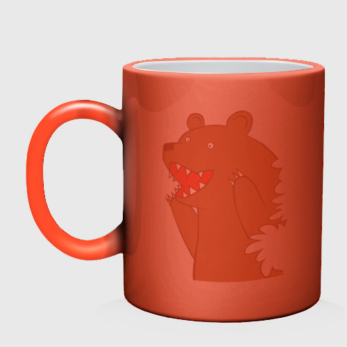 Кружка хамелеон Медведь цензурный, цвет белый + красный - фото 3