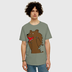 Мужская футболка хлопок Oversize Медведь цензурный - фото 2