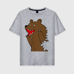 Женская футболка хлопок Oversize Медведь цензурный