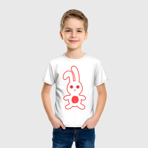 Детская футболка хлопок Игрушечный зайка, цвет белый - фото 3