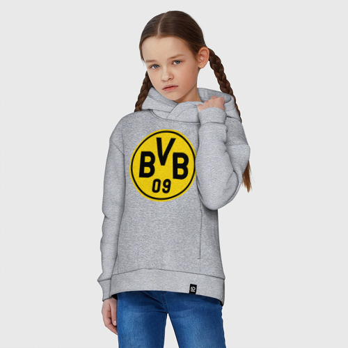 Детское худи Oversize хлопок Borussia Dortmund, цвет меланж - фото 3