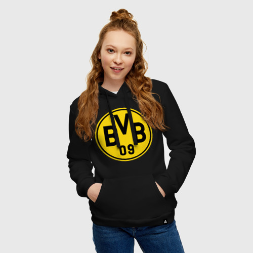 Женская толстовка хлопок Borussia Dortmund, цвет черный - фото 3