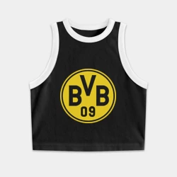 Женская укороченная майка-топ хлопок Borussia Dortmund