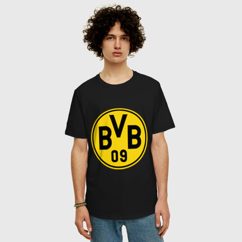 Мужская футболка хлопок Oversize Borussia Dortmund, цвет черный - фото 3