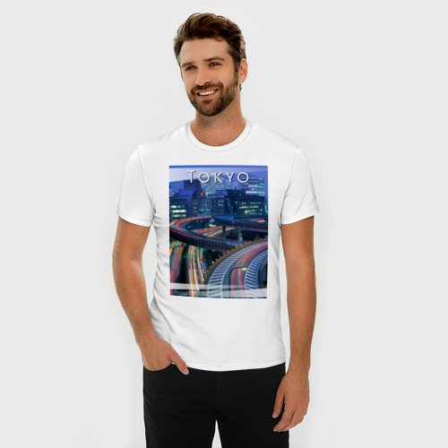 Мужская футболка хлопок Slim Дороги Токио, цвет белый - фото 3
