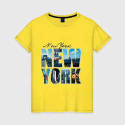 Женская футболка хлопок Надпись NY