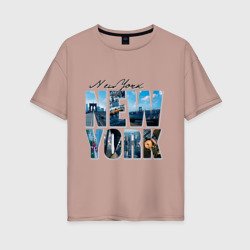 Женская футболка хлопок Oversize Надпись NY