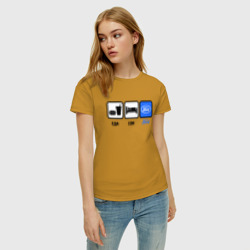 Женская футболка хлопок Главное в жизни - еда, сон , ford - фото 2