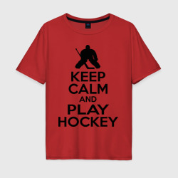 Мужская футболка хлопок Oversize Keep calm and play hockey