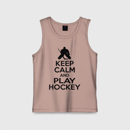 Детская майка хлопок Keep calm and play hockey, цвет пыльно-розовый