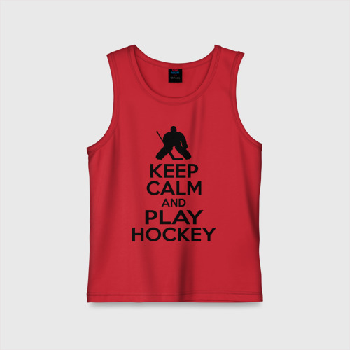 Детская майка хлопок Keep calm and play hockey, цвет красный