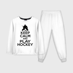 Детская пижама с лонгсливом хлопок Keep calm and play hockey