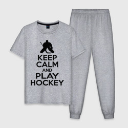 Мужская пижама хлопок Keep calm and play hockey