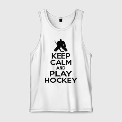 Мужская майка хлопок Keep calm and play hockey