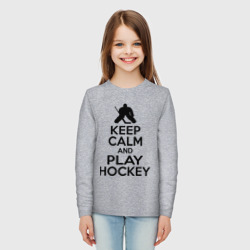 Детский лонгслив хлопок Keep calm and play hockey - фото 2
