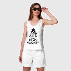 Женская майка хлопок Keep calm and play hockey - фото 2