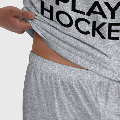 Мужская пижама хлопок Keep calm and play hockey, цвет меланж - фото 6