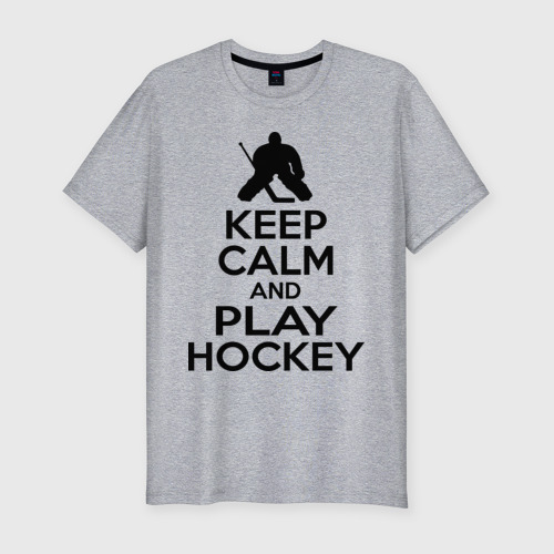 Мужская футболка хлопок Slim Keep calm and play hockey, цвет меланж