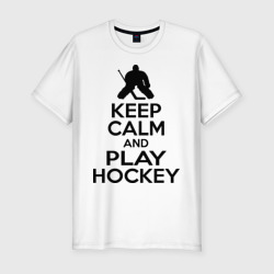 Мужская футболка хлопок Slim Keep calm and play hockey