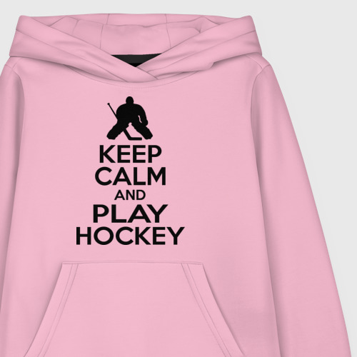 Детская толстовка хлопок Keep calm and play hockey, цвет светло-розовый - фото 3