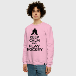 Мужской свитшот хлопок Keep calm and play hockey - фото 2