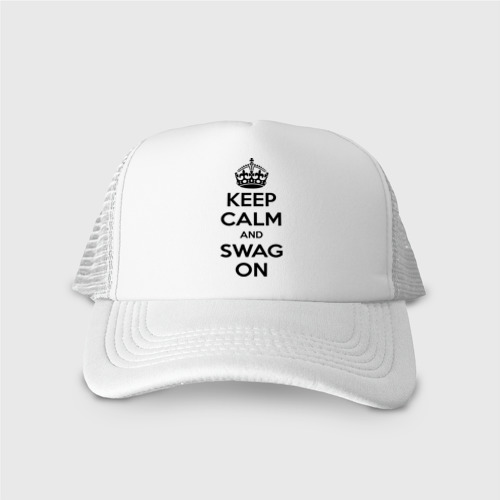 Кепка тракер с сеткой Keep calm and swag on, цвет белый