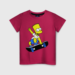 Детская футболка хлопок Барт на скейте