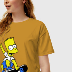 Женская футболка хлопок Oversize Барт на скейте - фото 2