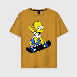 Женская футболка хлопок Oversize Барт на скейте