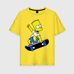 Барт на скейте – Женская футболка хлопок Oversize с принтом купить со скидкой в -16%