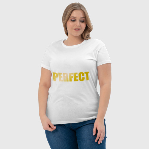 Женская футболка хлопок Perfect gold, цвет белый - фото 6