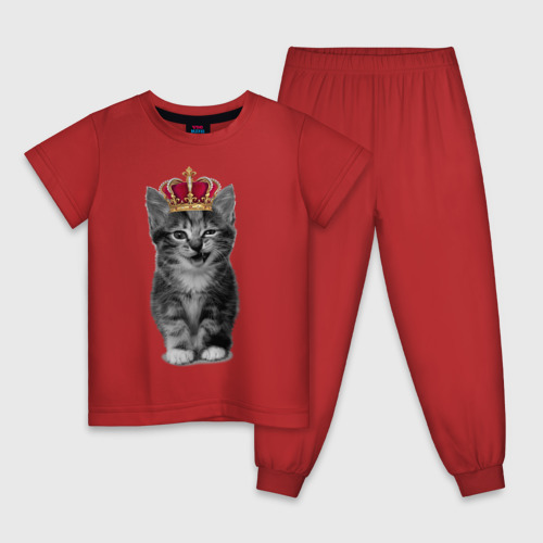 Детская пижама хлопок с принтом Meow kitten, вид спереди #2
