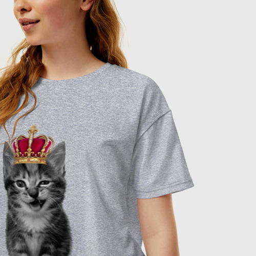 Женская футболка хлопок Oversize с принтом Meow kitten, фото на моделе #1