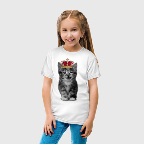 Детская футболка хлопок Meow kitten, цвет белый - фото 5