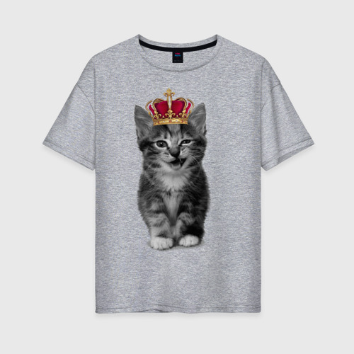 Женская футболка хлопок Oversize с принтом Meow kitten, вид спереди #2