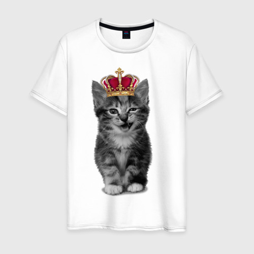 Мужская футболка хлопок с принтом Meow kitten, вид спереди #2