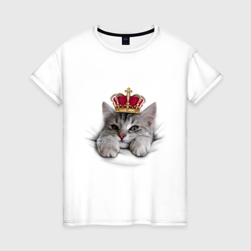 Женская футболка хлопок Pretty kitten, цвет белый