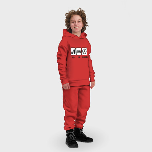 Детский костюм хлопок Oversize Главное в жизни еда, сон, Mercedes, цвет красный - фото 3