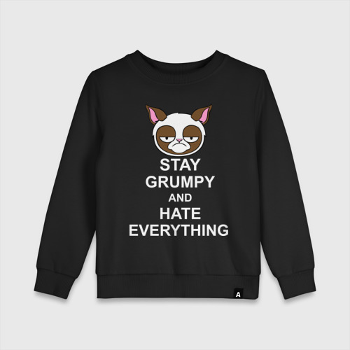 Детский свитшот хлопок Stay grumpy and hate everything, цвет черный