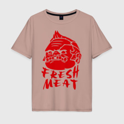 Мужская футболка хлопок Oversize Fresh meat Свежее мясо