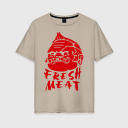 Женская футболка хлопок Oversize Fresh meat Свежее мясо