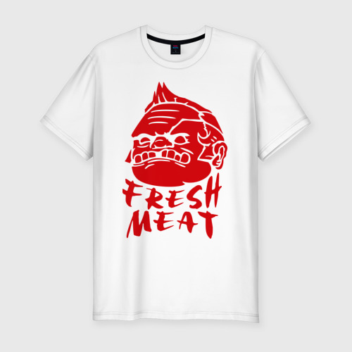 Мужская футболка хлопок Slim Fresh meat Свежее мясо, цвет белый