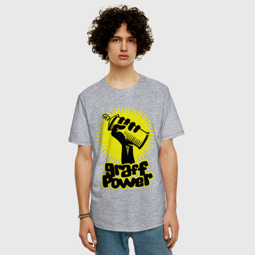 Мужская футболка хлопок Oversize Сила граффити, цвет меланж - фото 3