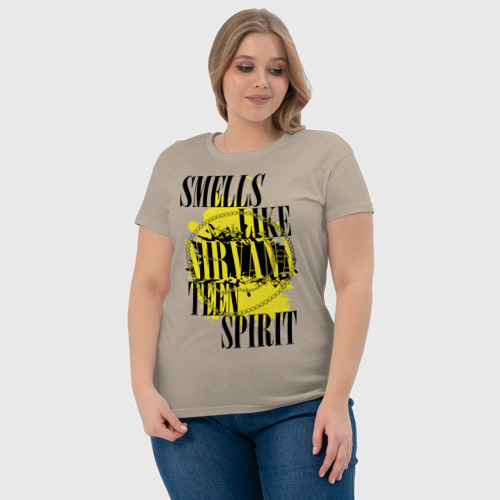 Женская футболка хлопок с принтом Smells like teen spirit, фото #4
